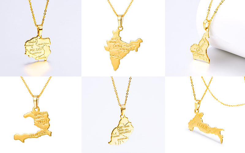 U7 Jewelry Map Necklace For You