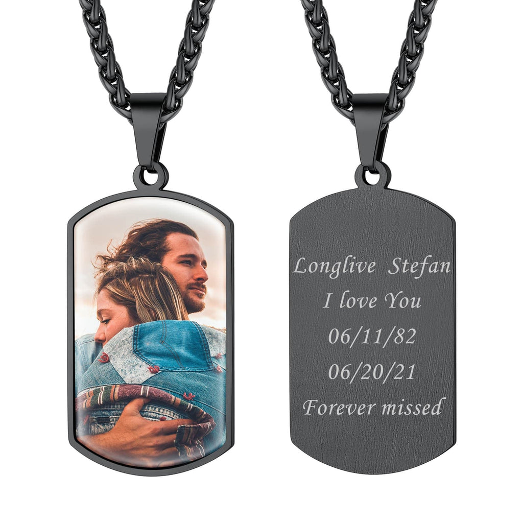 U7 Jewelry Personalized 18KGB Dog Tag Pendant Text Photo Engraved Necklace