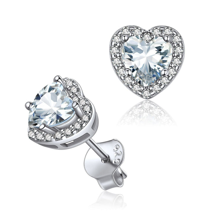 925 Sterling Silver Heart Shape Birthstone Promise Earrings 