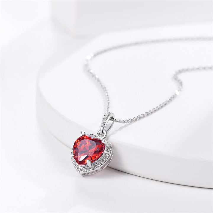925 Sterling Silver Heart Shape Birthstone Promise Necklace 