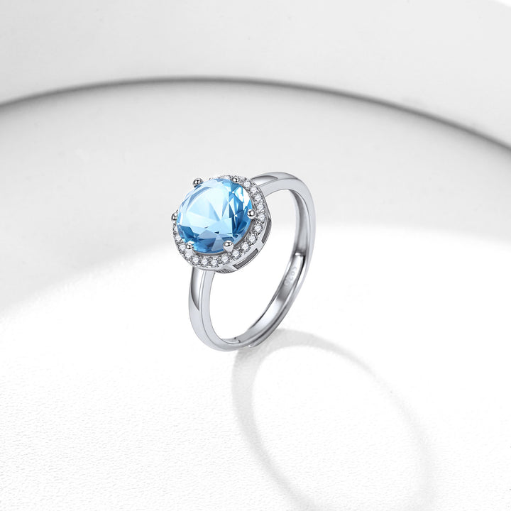 925 Sterling Silver Round Shape Birthstone Promise Ring 