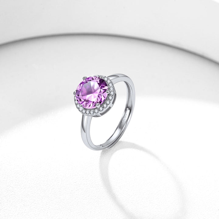 925 Sterling Silver Round Shape Birthstone Promise Ring 