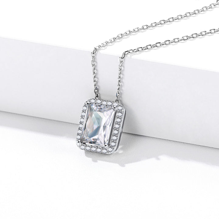 925 Sterling Silver Square Shape Birthstone Promise Necklace 