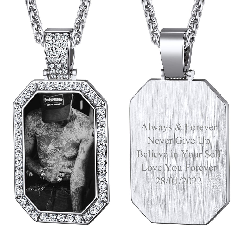 U7 Jewelry Photo Necklace Picture Pendant for Men Women Personalized Custom Memory Necklaces 