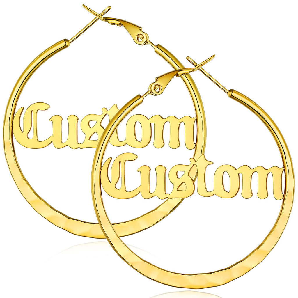 Gold Plated Custom Name Round Shape Earrings for Women 