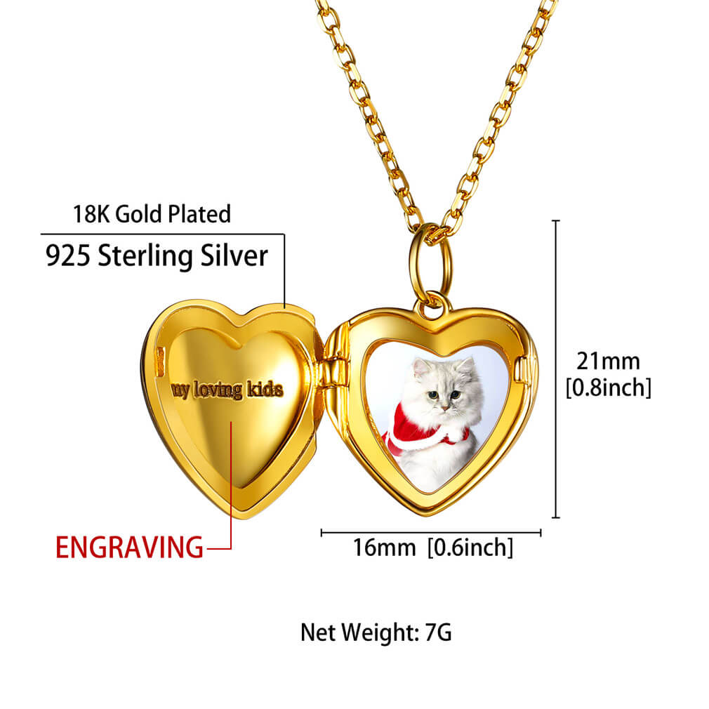 U7 Jewelry Sterling Silver Custom Heart Picture Necklace Photo Heart Pendant 