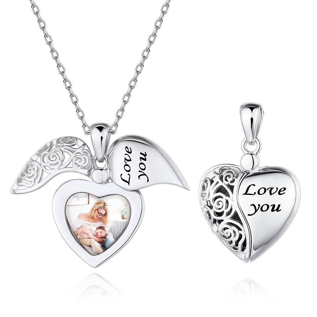 U7 Jewelry 925 Sterling Silver Heart Picture Locket Necklace 