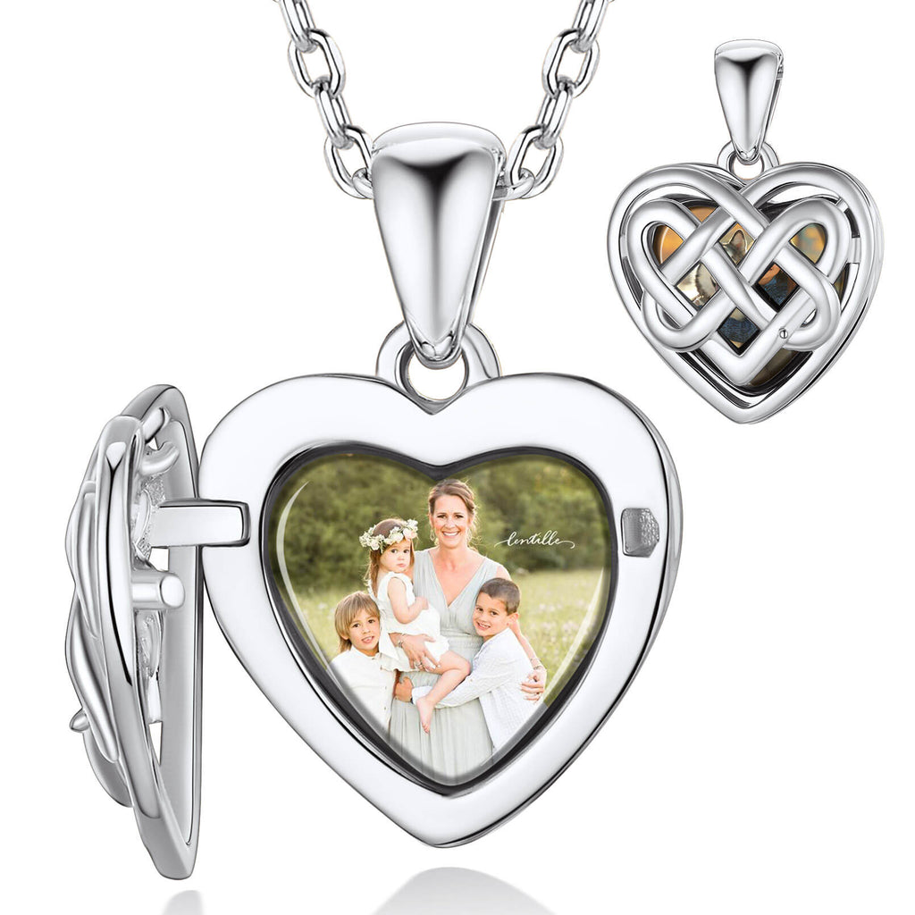 U7 Jewelry Sterling Silver Celtic Heart Photo Locket Necklace 