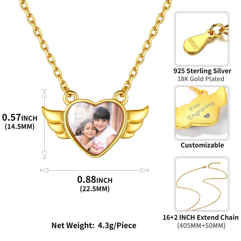 U7 Jewelry Customized Memorial Necklace with Picture Photo Engraved Pendant 