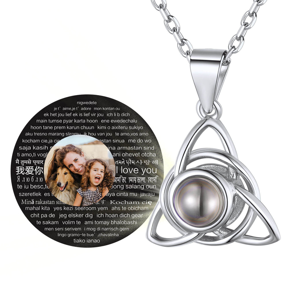 U7 Jewelry Sterling Silver Celtic Knot Projection Photo Necklace Personalized 