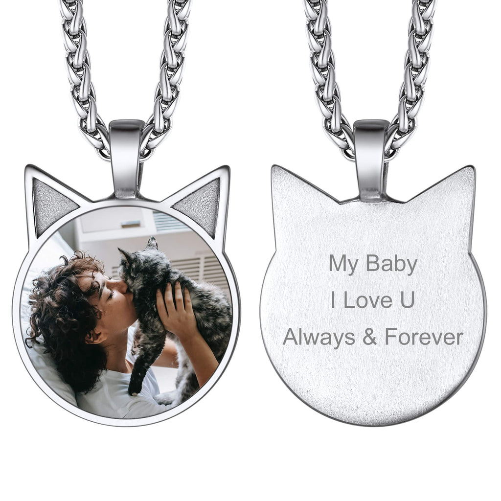 U7 Jewelry Personalized Text Engraved Picture Pendant Pet Cat Dog Tag Necklace 