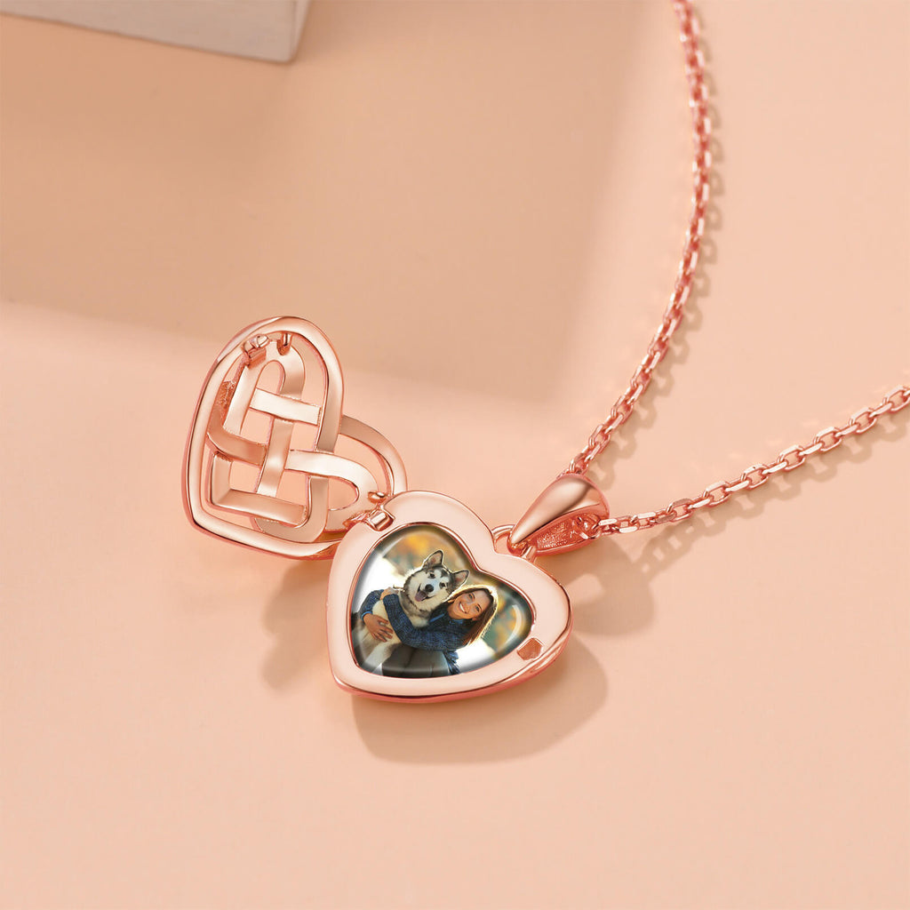 U7 Jewelry Sterling Silver Celtic Heart Photo Locket Necklace 