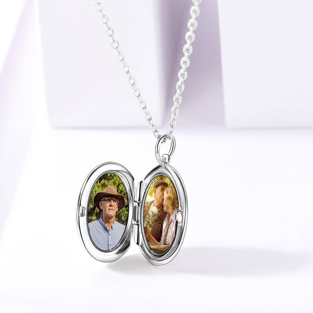 U7 Jewelry Custom Oval Photo Pendant Gold Plated Picture Necklace 