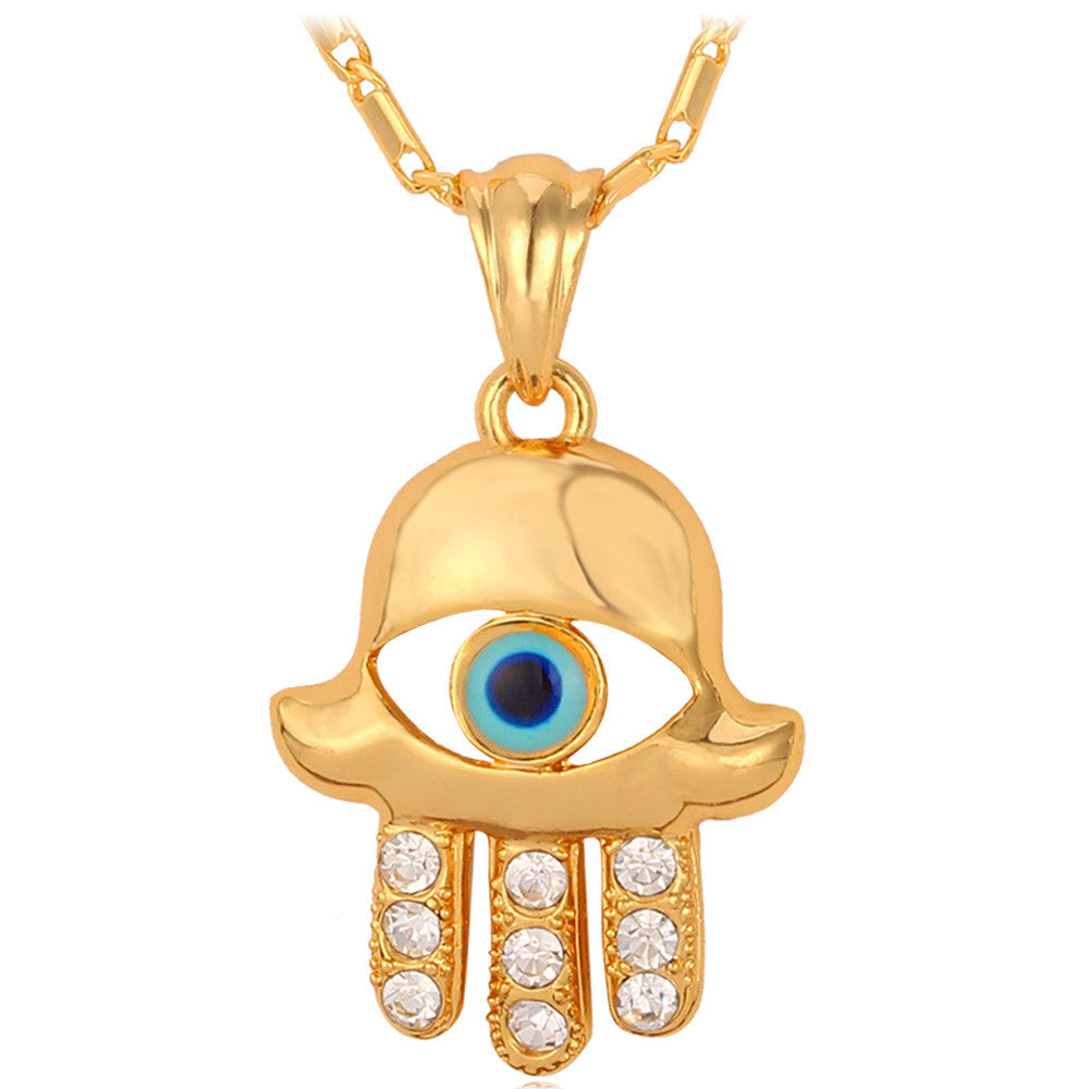 U7 Jewelry Hamsa Hand Evil Eye Pendant Necklace 