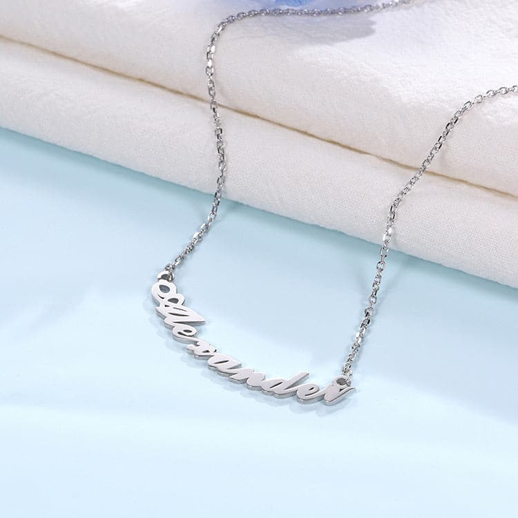 U7 Jewelry 925 Sterling Silver Personalized Curved Name Necklace 