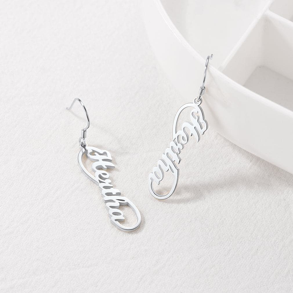 Personalized Infinity Dangling Name Earrings Drop for Women Girls 