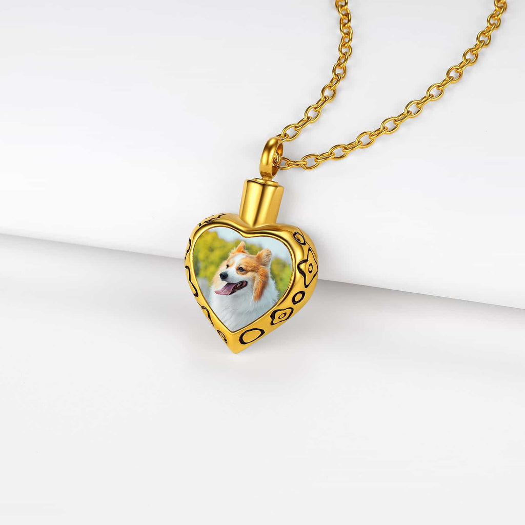 U7 Jewelry Custom Heart Urn Necklace For Ashes With Picture 