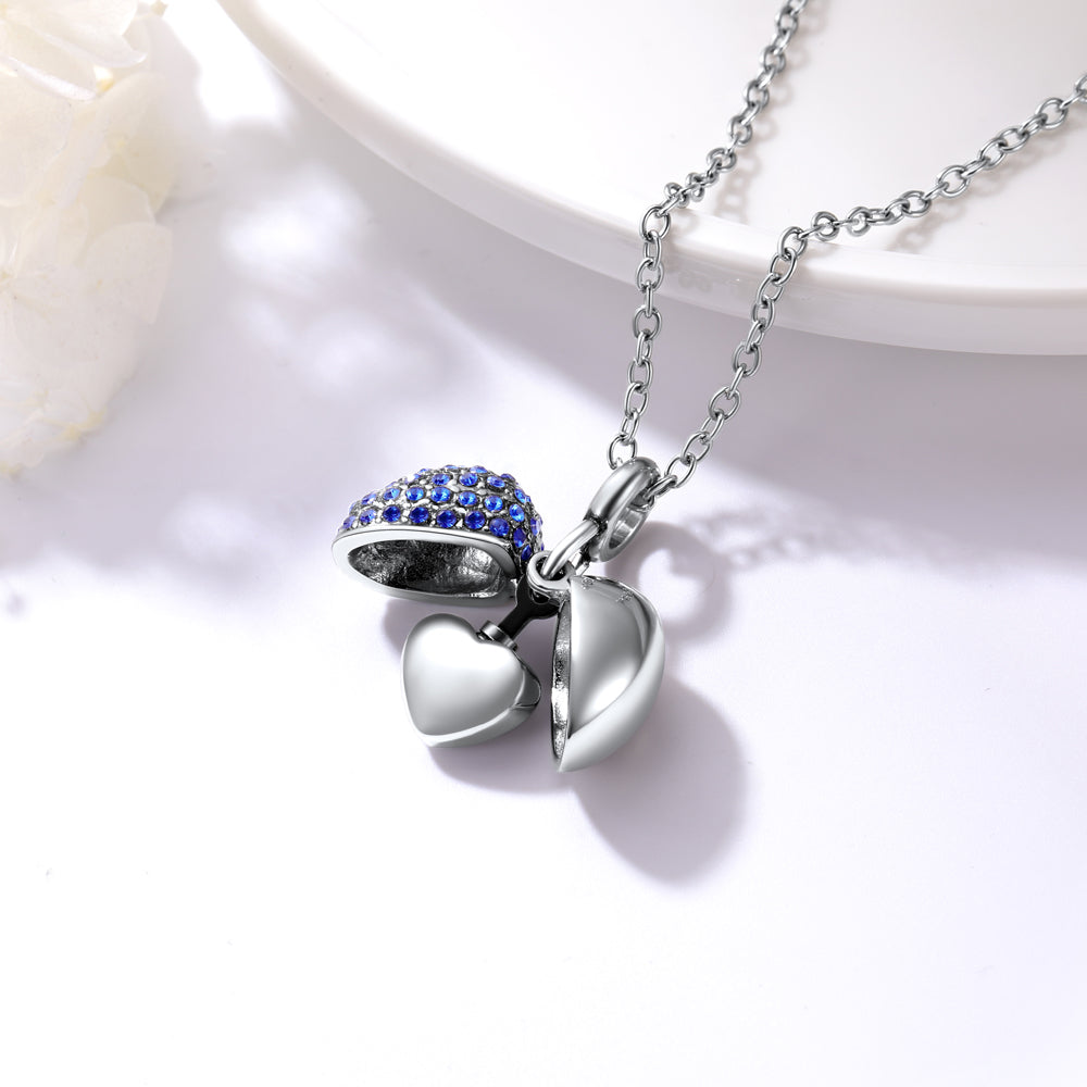 U7 Jewelry Heart Shape Birthstone Urn Memorial Necklace For Ashes 
