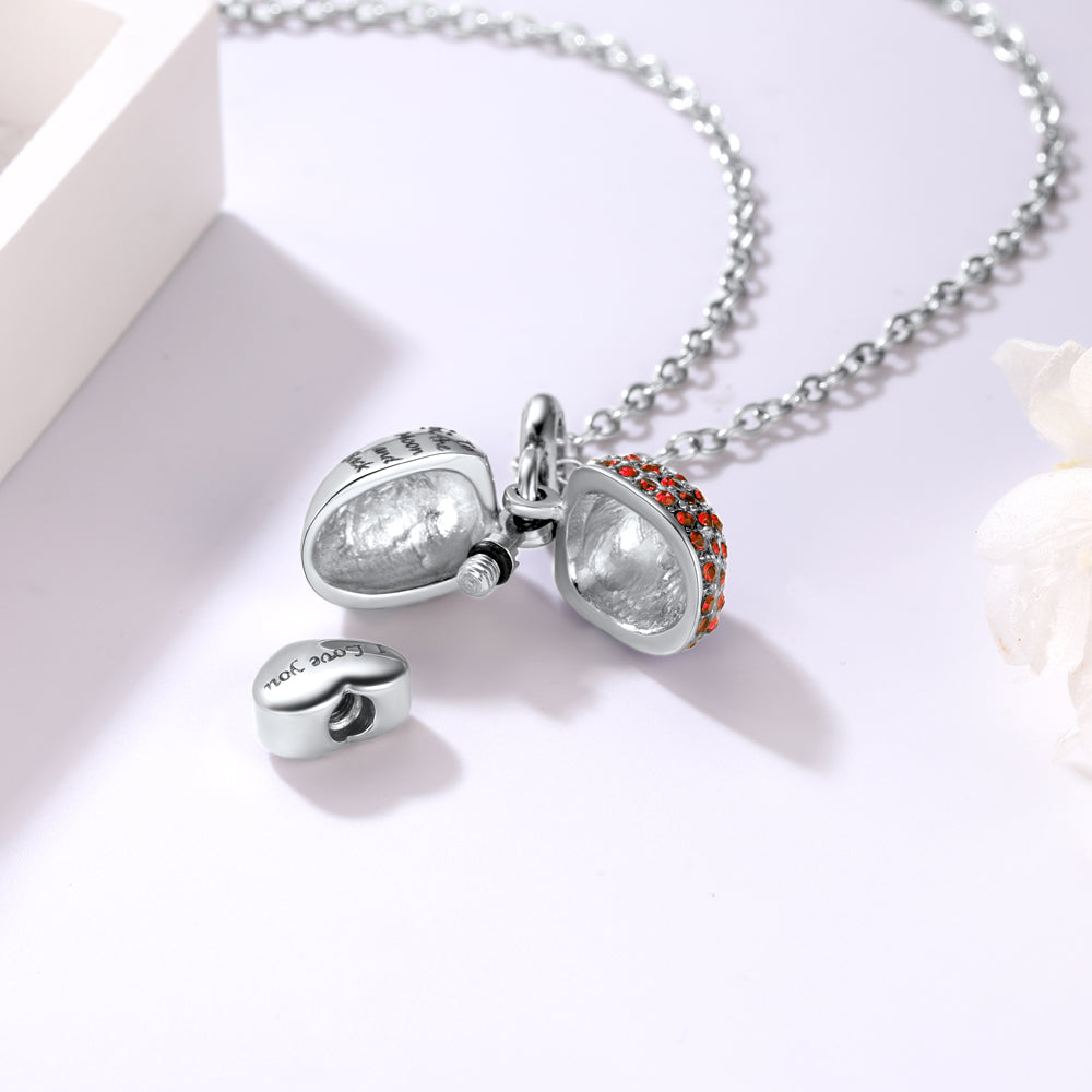 U7 Jewelry Heart Shape Birthstone Urn Memorial Necklace For Ashes 