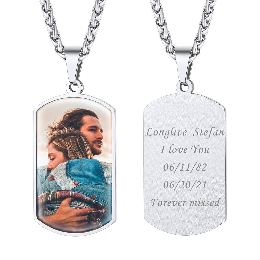 U7 Jewelry Personalized 18KGB Dog Tag Pendant Text Photo Engraved Necklace
