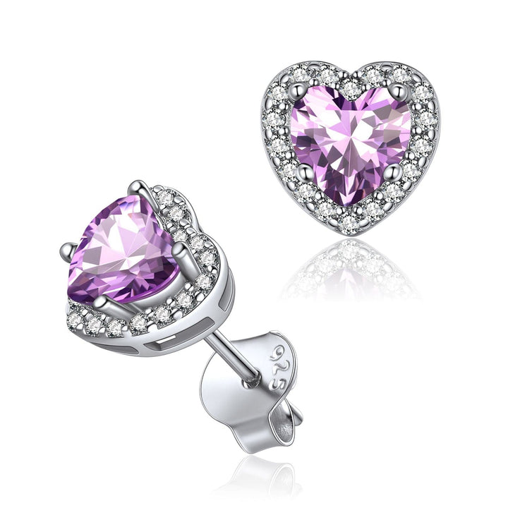 Heart shaped shop birthstone earrings