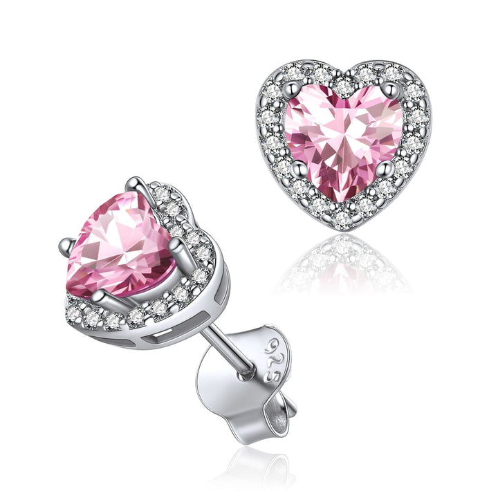 925 Sterling Silver Heart Shape Birthstone Promise Earrings 