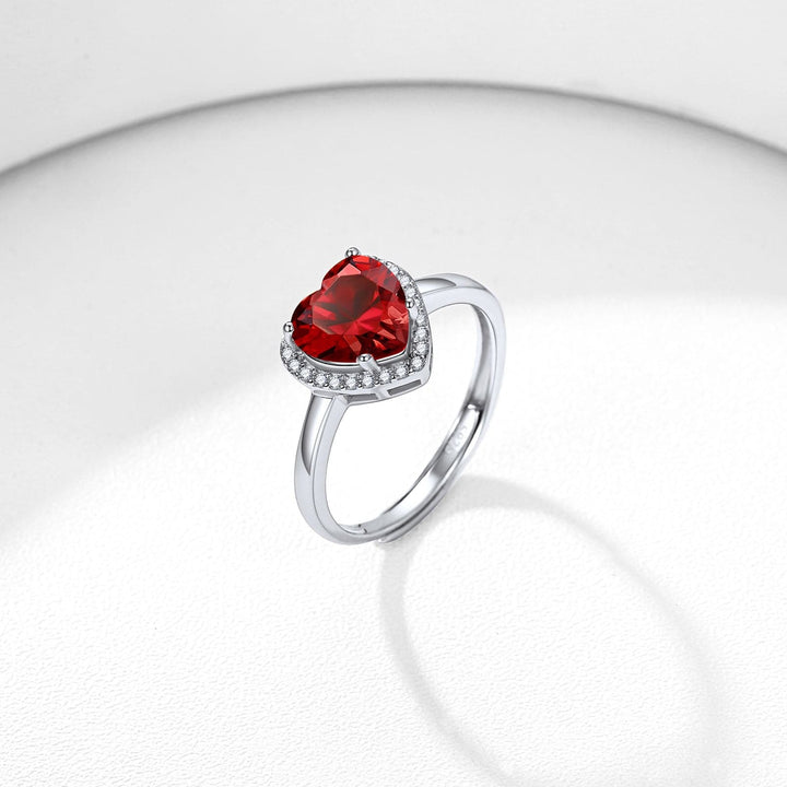 925 Sterling Silver Heart Shape Birthstone Promise Ring 