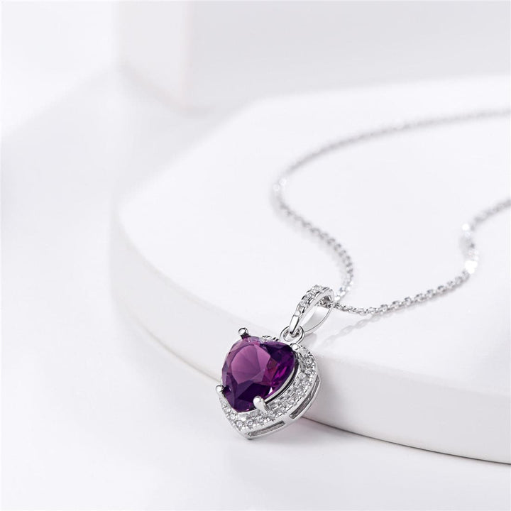 925 Sterling Silver Heart Shape Birthstone Promise Necklace 
