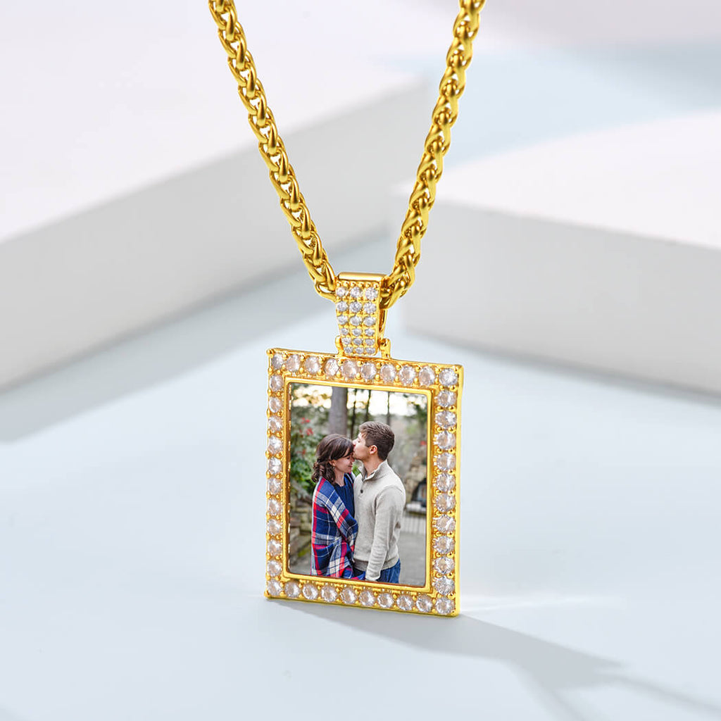 U7 Jewelry Custom Photo Necklace Men Women Personalized Jewelry Customized Photo Pendant 