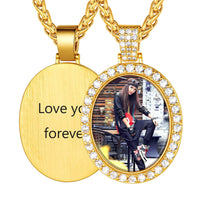 U7 Jewelry Custom Photo Necklace Personalized with Memory Picture Necklace Oval Pendant Necklace with Picture 