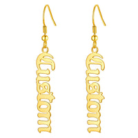 U7 Jewelry Custom Name Earrings Vertical Bar Dangle Drop Earrings For Women 