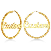 Gold Plated Big Hoop Earrings Personalized Name Earrings for Women 