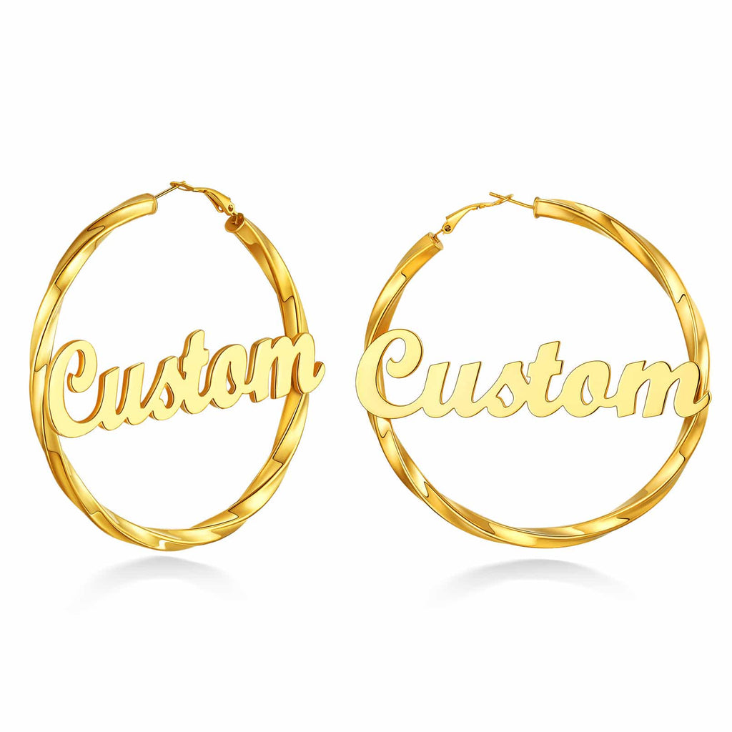 Gold Plated hoop earrings Custom Name Earrings for Women 