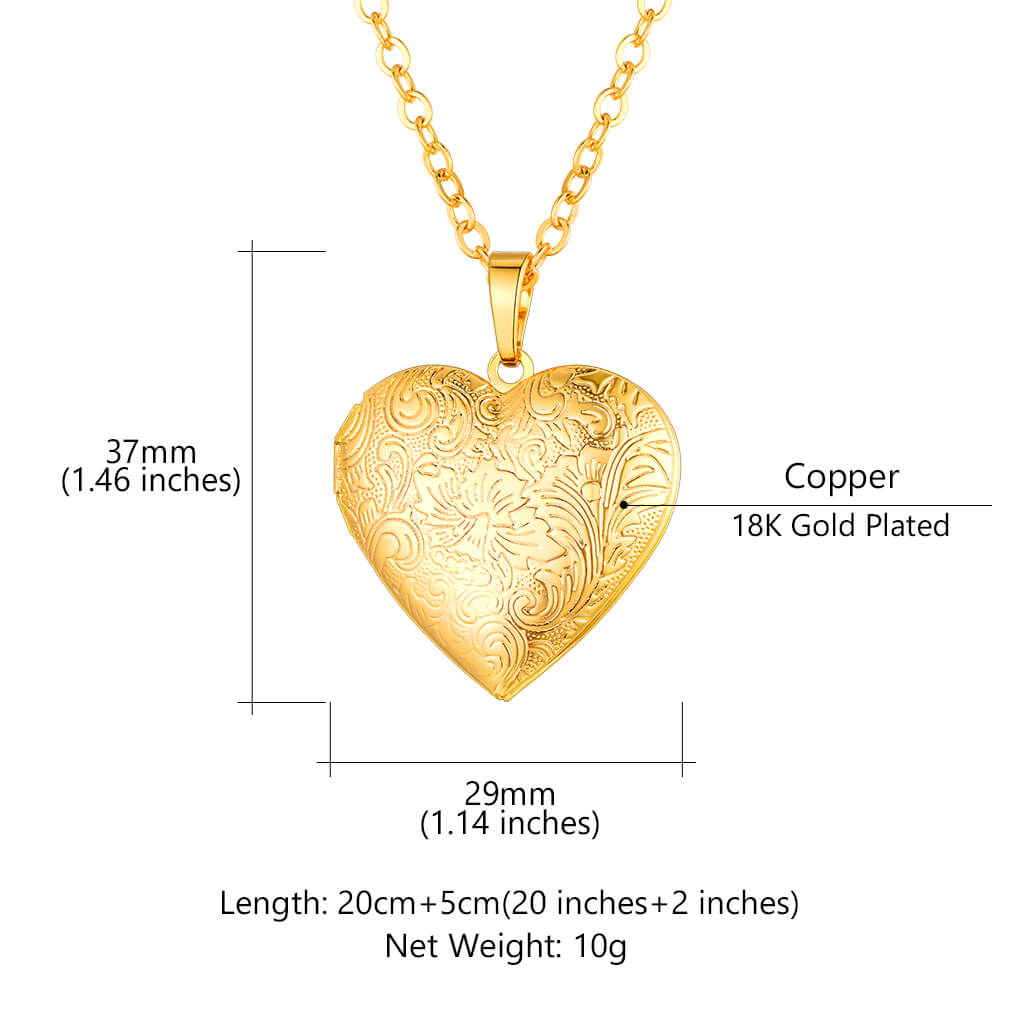 U7 Jewelry Custom Heart Gold Plate Necklace Memory Necklace With Picture 