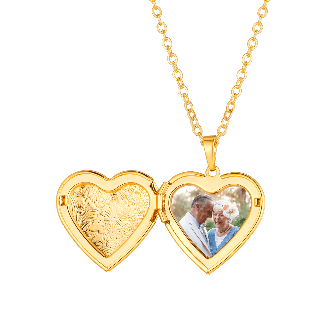 U7 Jewelry Custom Heart Gold Plate Necklace Memory Necklace With Picture 