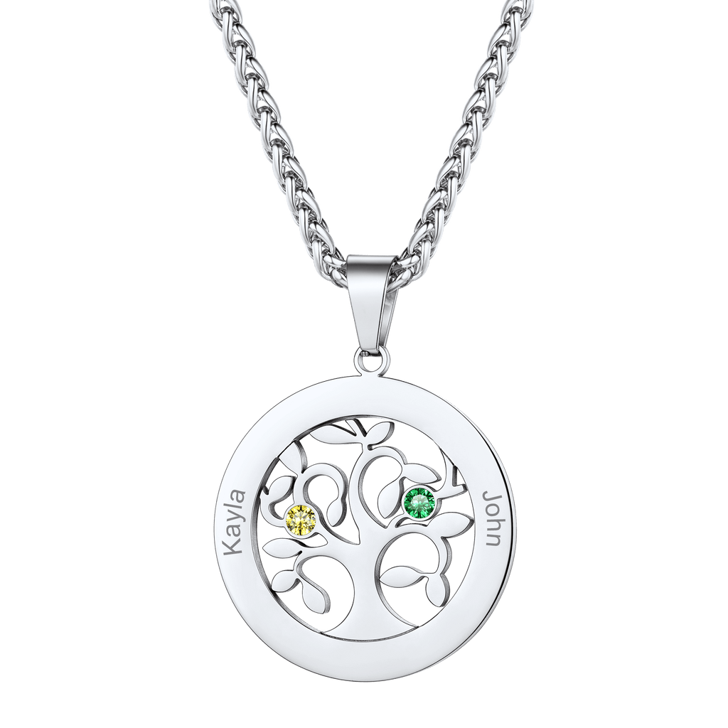U7 Jewelry Personalized Engraved Family Names Necklace with Birthstone 