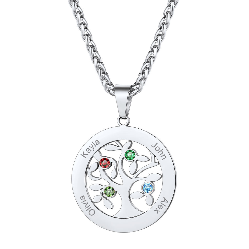 U7 Jewelry Personalized Engraved Family Names Necklace with Birthstone 