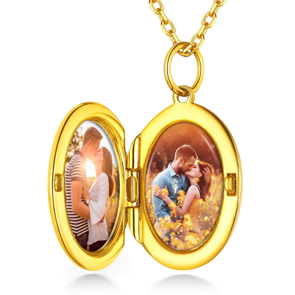 U7 Jewelry Custom Oval Photo Pendant Gold Plated Picture Necklace 