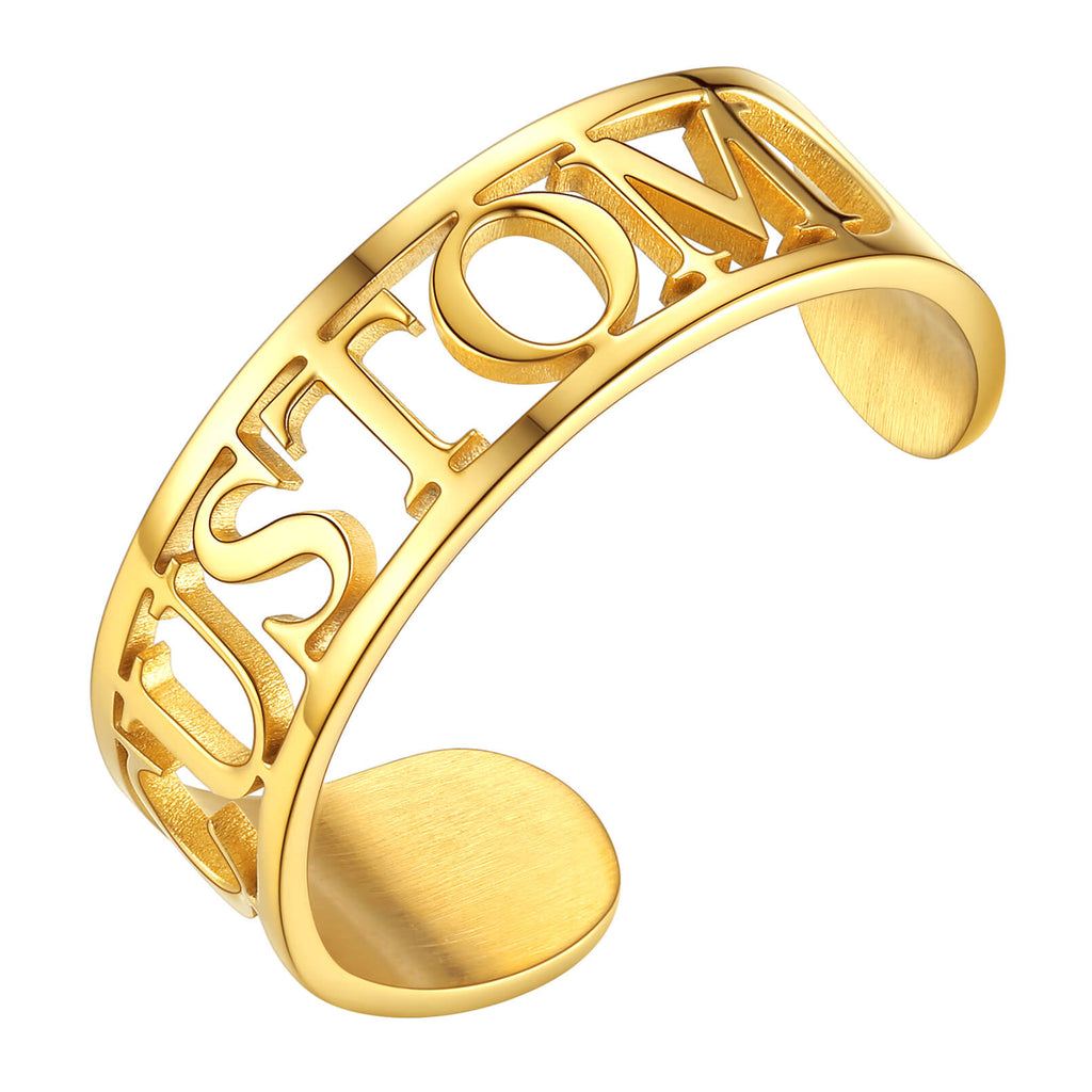 Gold Plated Custom Name Memorial Rings Sterling Silver Rings 