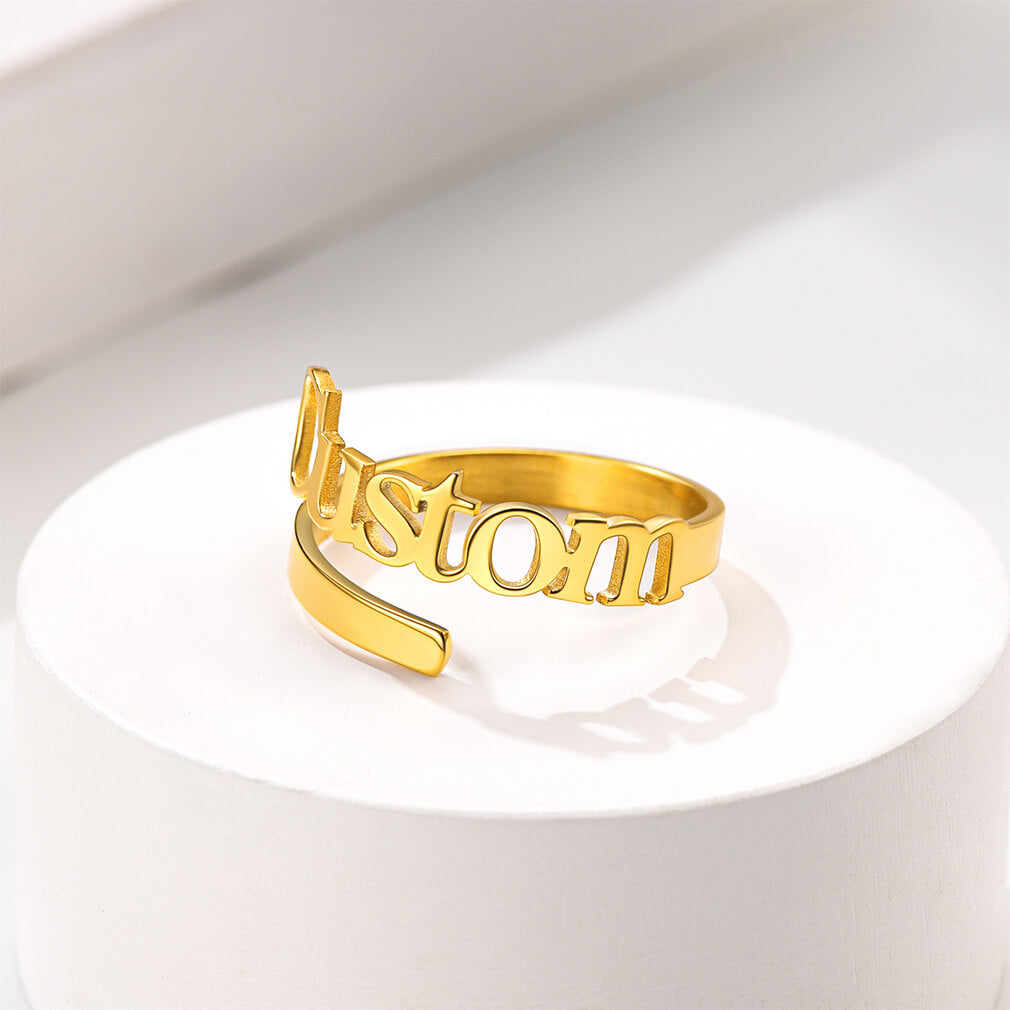 Amazon.com: NOUMANDA Fashion Custom Ring 2 Names Customized Open Finger  Circle Female Jewelry (gold): Clothing, Shoes & Jewelry