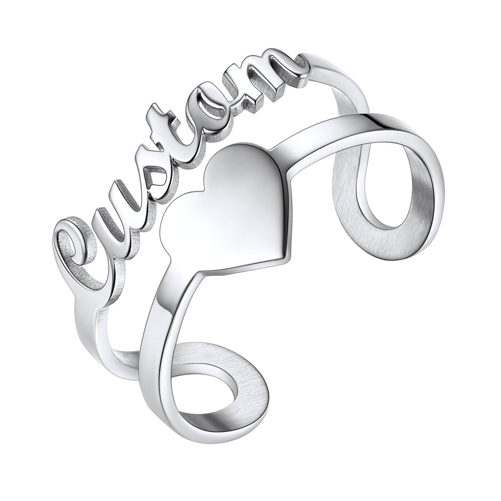 Custom Sterling Silver Statement Name Rings for Women 