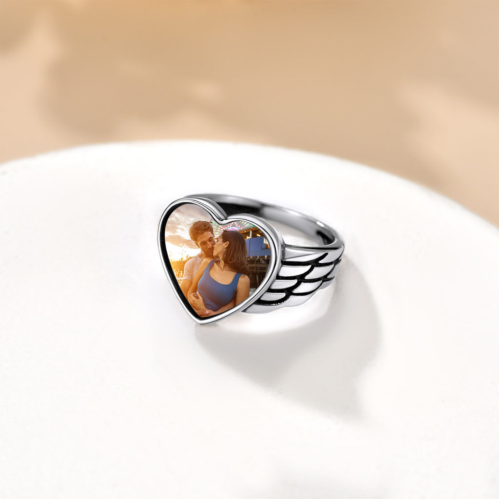 U7 Jewelry Angel Wing Photo Ring For Women 