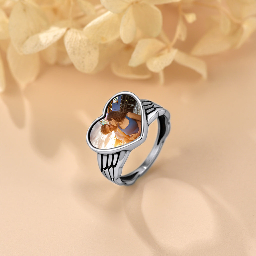 U7 Jewelry Angel Wing Photo Ring For Women 