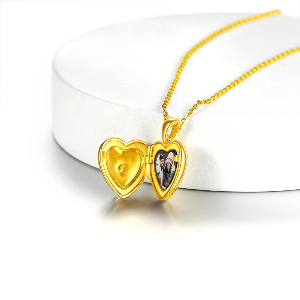 U7 Jewelry Sterling Silver Heart Sun Locket Necklace Photo Pendant 
