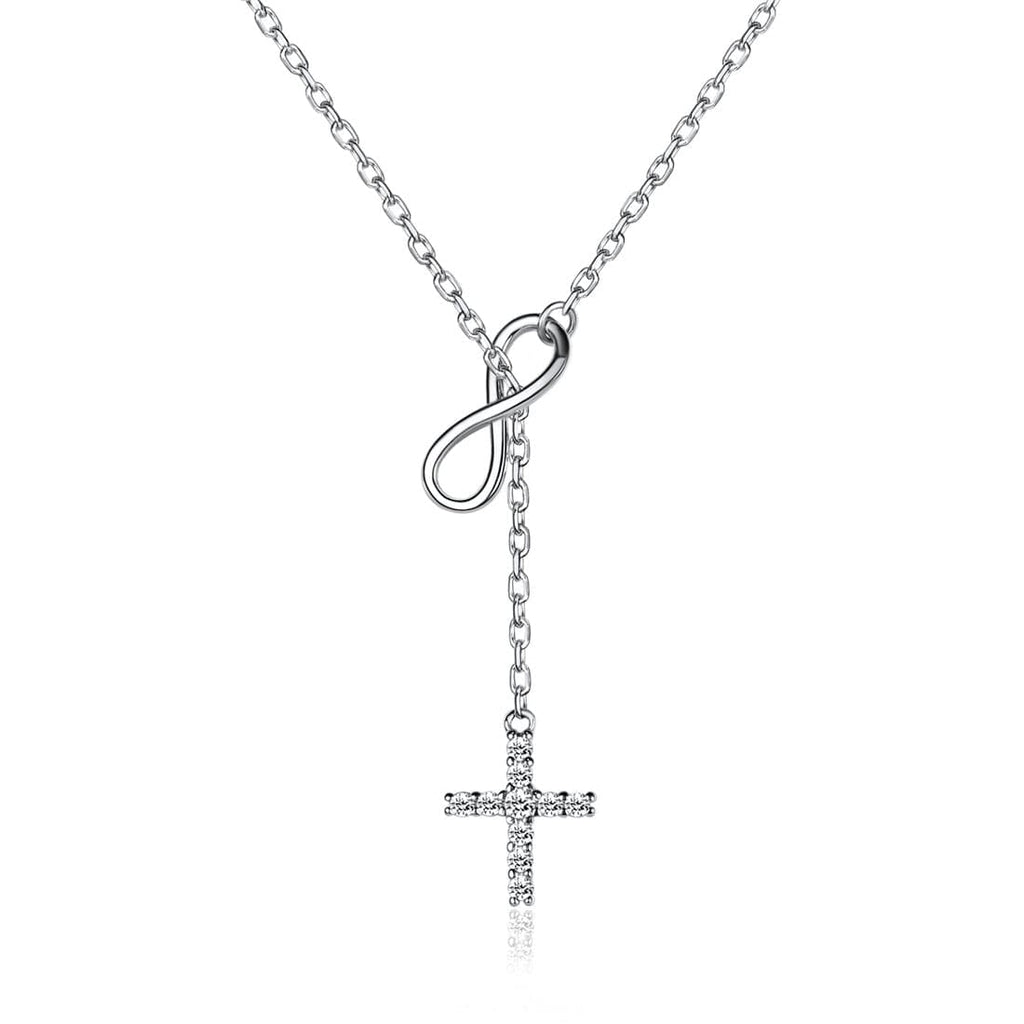 U7 Jewelry Dainty Infinity Y Lariat Cross Necklace for Women 925 Sterling Silver 