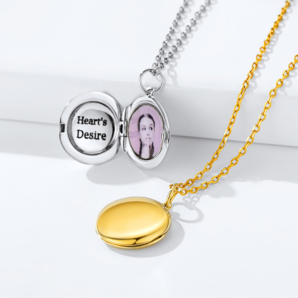 U7 Jewelry Custom Gold Plated Picture Necklace Round Shape Photo Pendant 