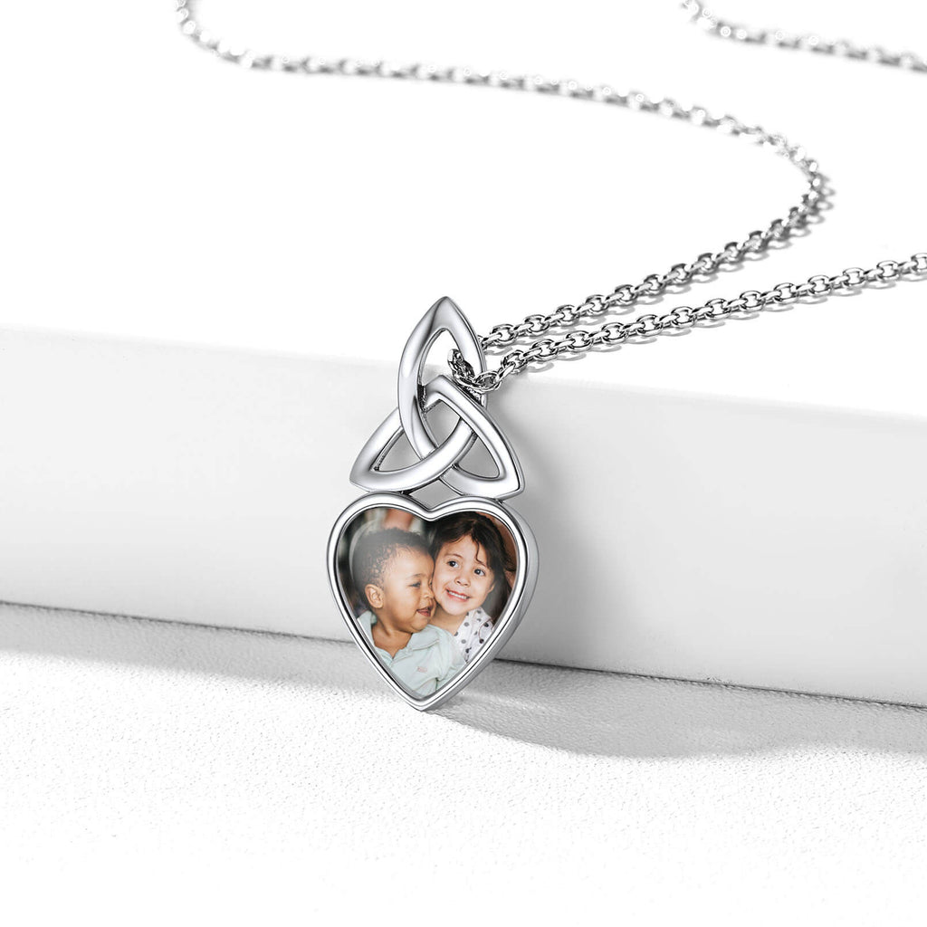 U7 Jewelry Sterling Silver Celtic Knot Forever in My Heart Necklace with Photo 