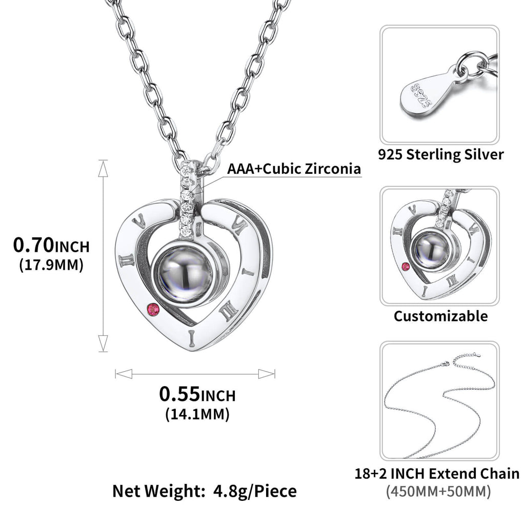 U7 Jewelry I Love You Necklace 100 Languages Custom Heart Photo Necklace 