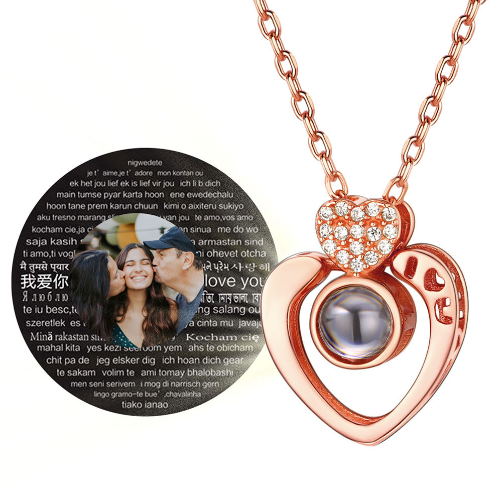 Amazon.com: customized photo projection necklace,sterling silver projection  necklace,100 languages i love you,mom/love necklace,necklace with projection  photo,personalized photo jewelry women