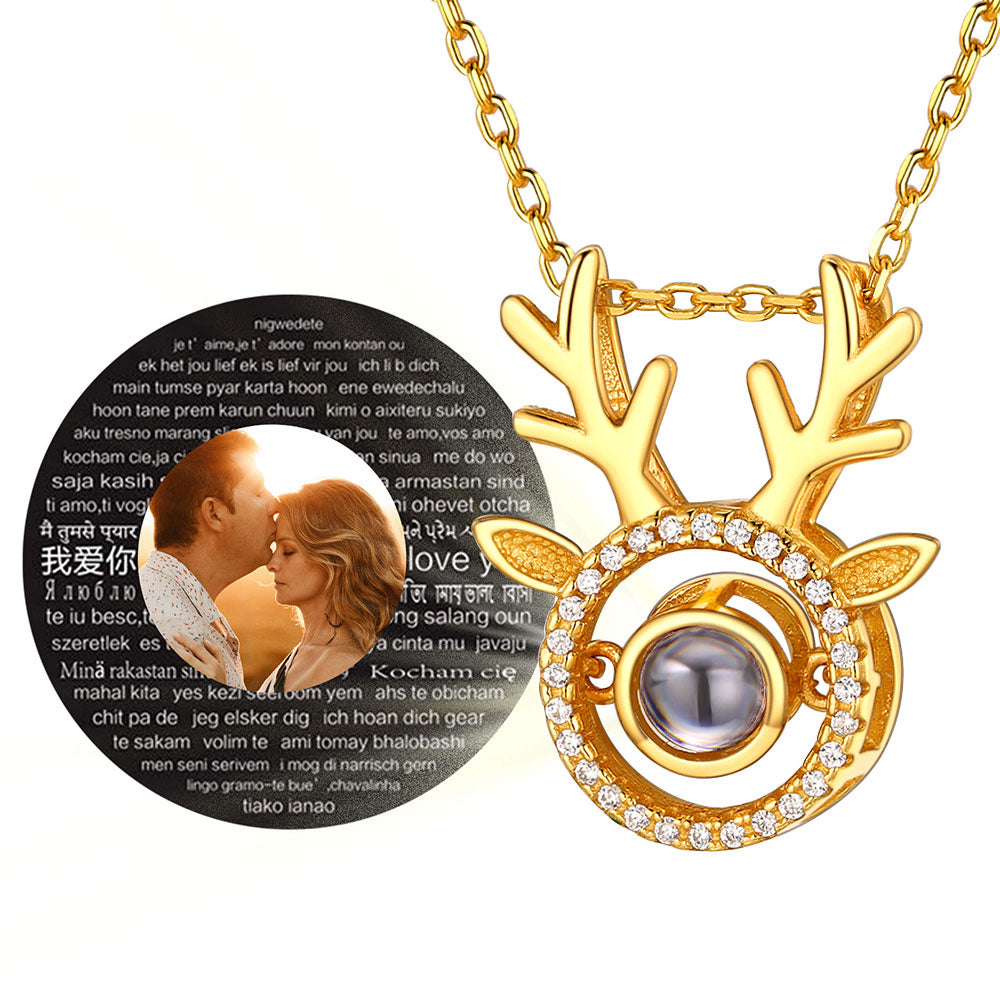 U7 Jewelry Sterling Silver Customized Photo Projection Buckhorn Pendant Necklace 